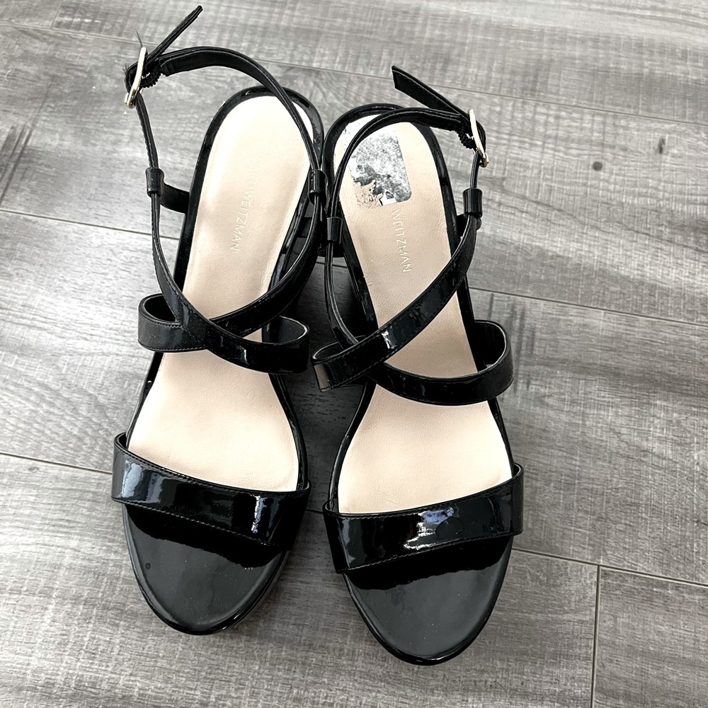 Stuart Weitzman Avenue 75 Patent Wedge Heel Sanda… - image 2